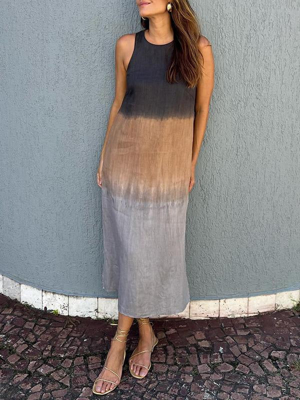 Sommerkleid Ärmellos Leinen Baumwolle Lang