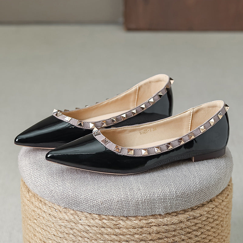 Damen Ballerinas Schuhe Elegante Nieten Modisch