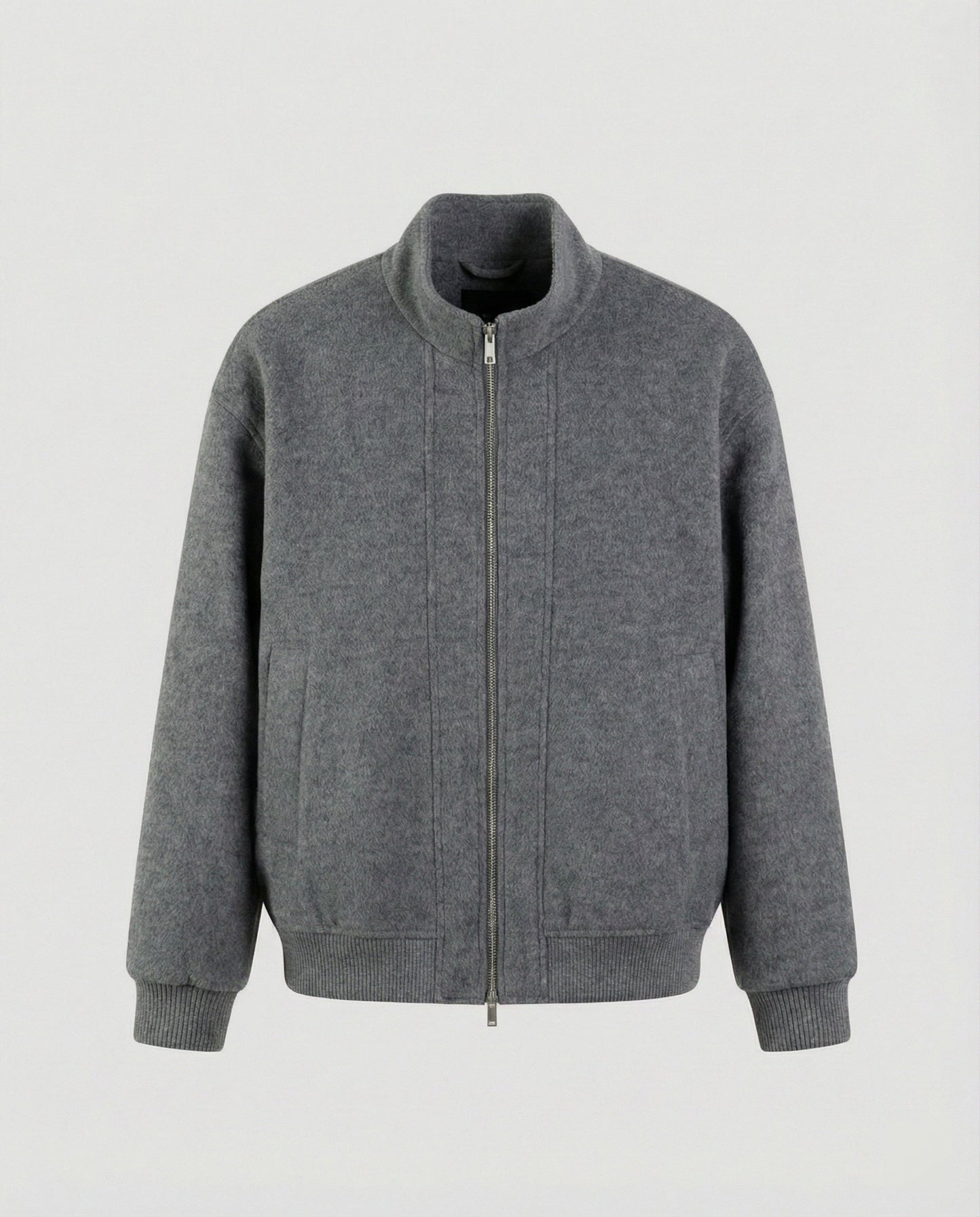 Damen Oversized Wolljacke Stehkragen Gerippter Saum Großmaß Damenjacke