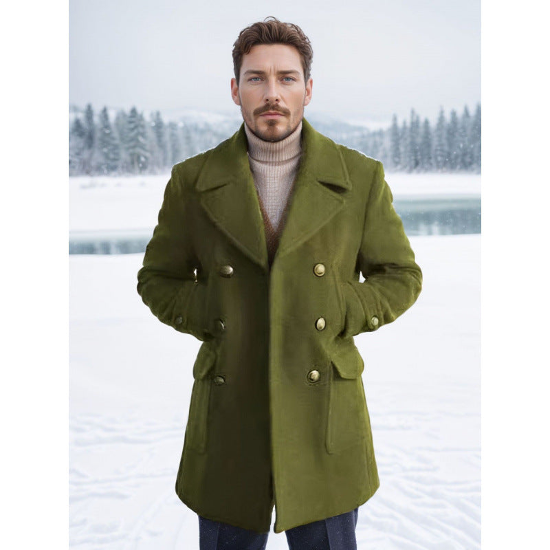 Herren Wintermantel Doppeltbreit Eleganter Langmantel