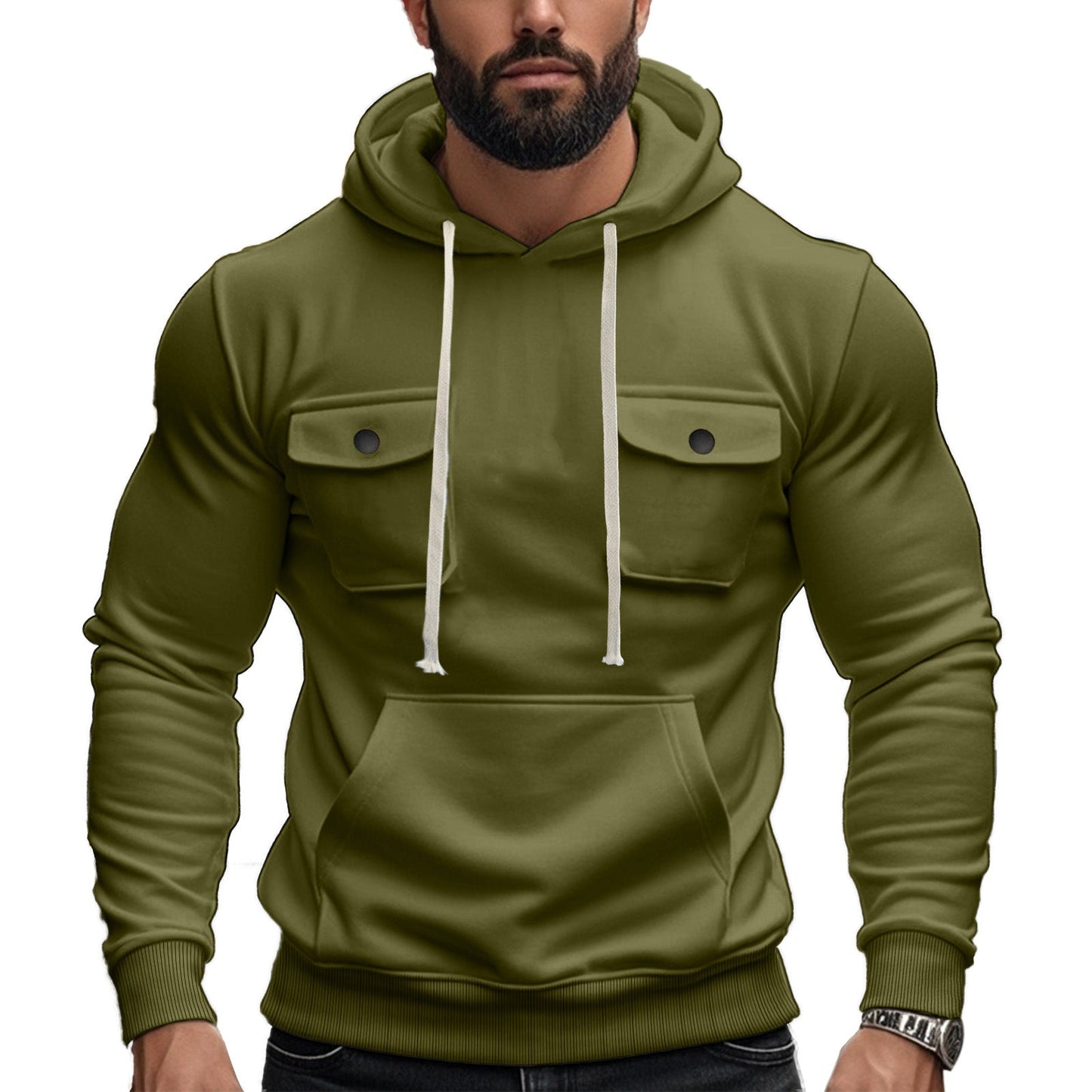 Herren Kapuzenpullover Modern mit Pattentaschen und Cool Design