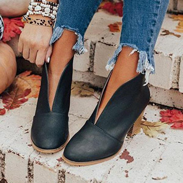 Damen Ankle Boots Stiefel Hochwertig Schnürsenkel Schwarz