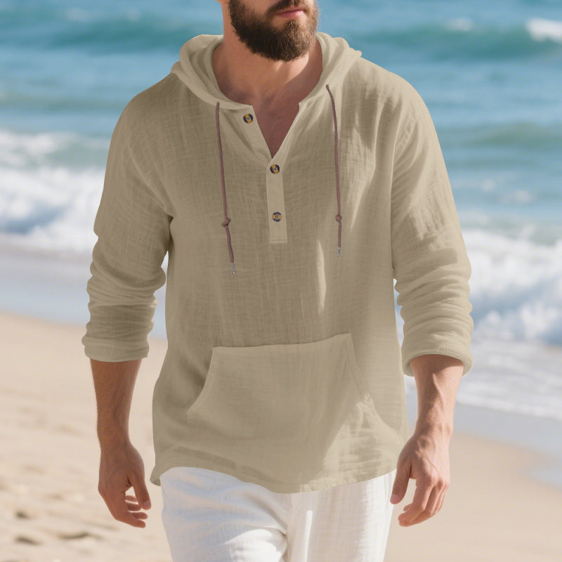 Herren Kapuzenpullover Lässig Mit Kängurutasche Schwarz
