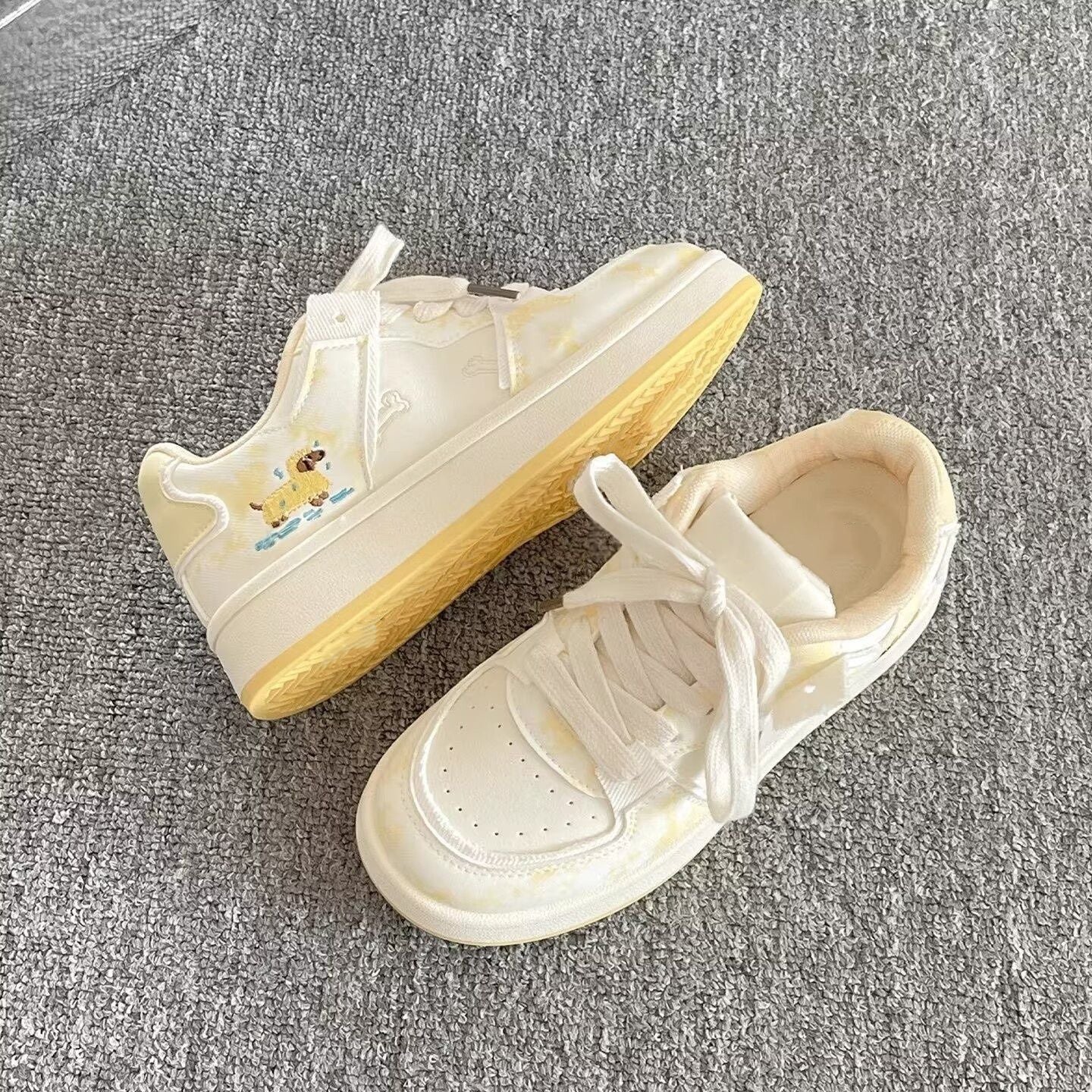 Damen Sneaker Tiermotiv Komfortabel Weiße Sportschuhe