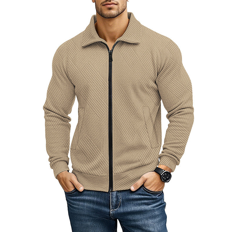 Herren Sweatjacke Modern Strukturiert Schwarz Trendig