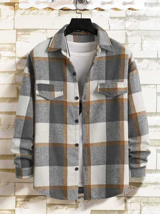 Herren Flanellhemd Modern Warm Bequem