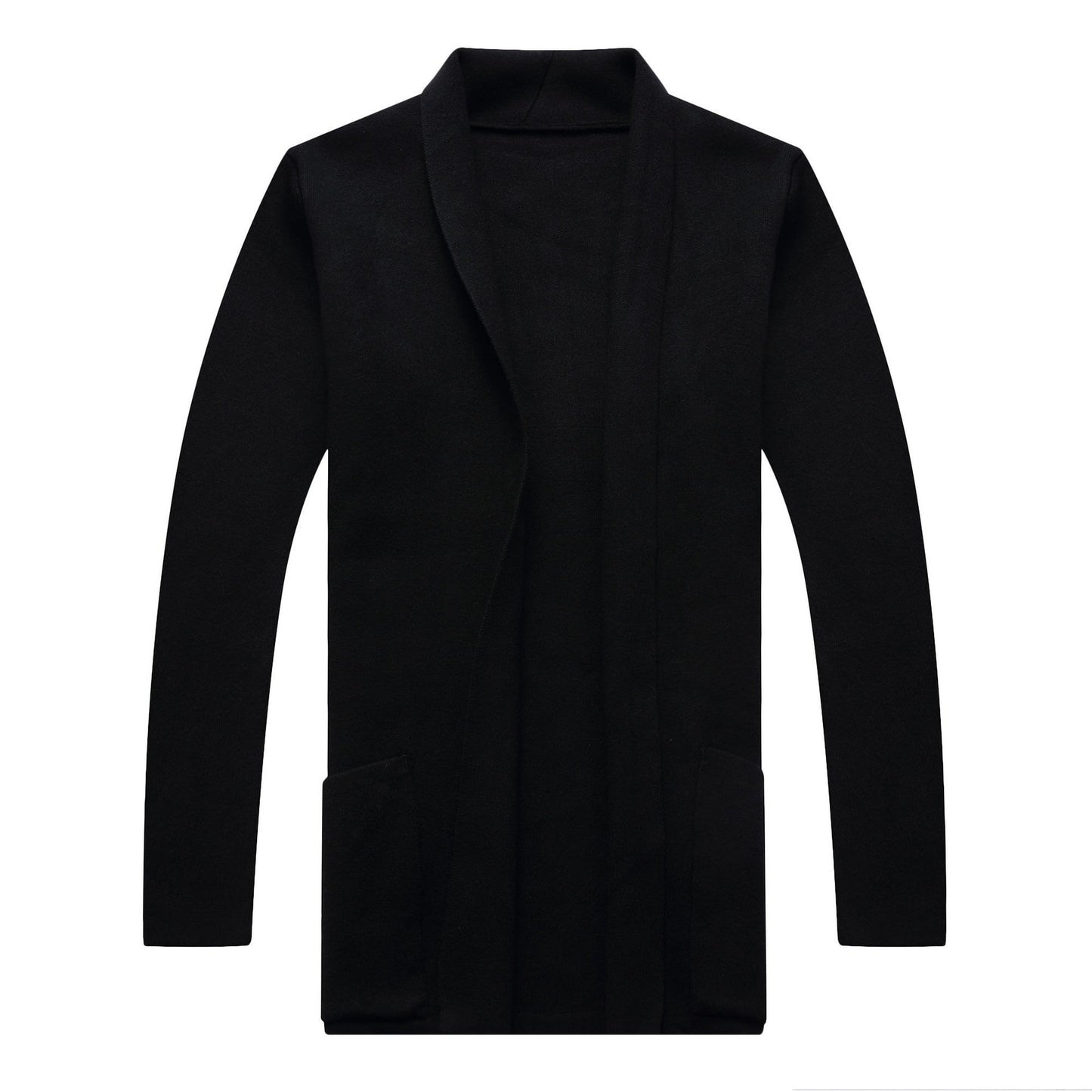 Herren Strickmantel Lang Modern Offener Vorderteil