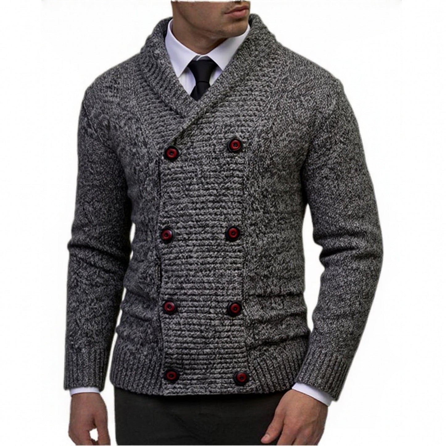 Herren Strickpullover Modern mit Knopfverschluss und Struktur