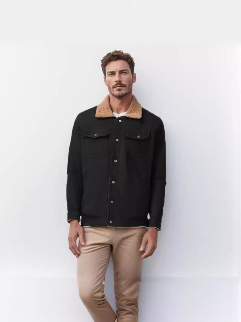 Herren Winterjacke Schick Mit Kunstfell Kragen