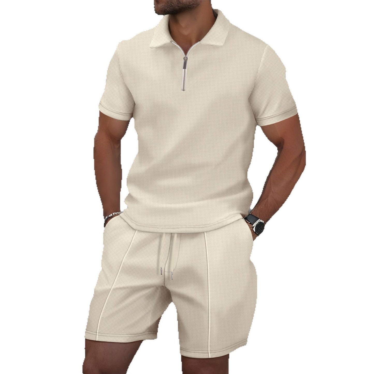Herren Polo-Shirt Sportlich Modern Mit Reißverschluss