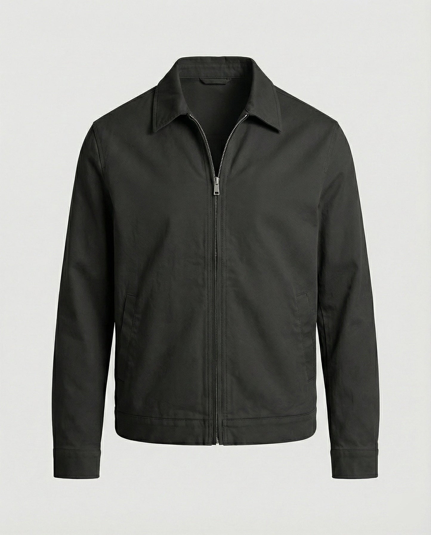 Herren Zip-Jacke Slim Fit mit Hemdkragen und Reißverschluss