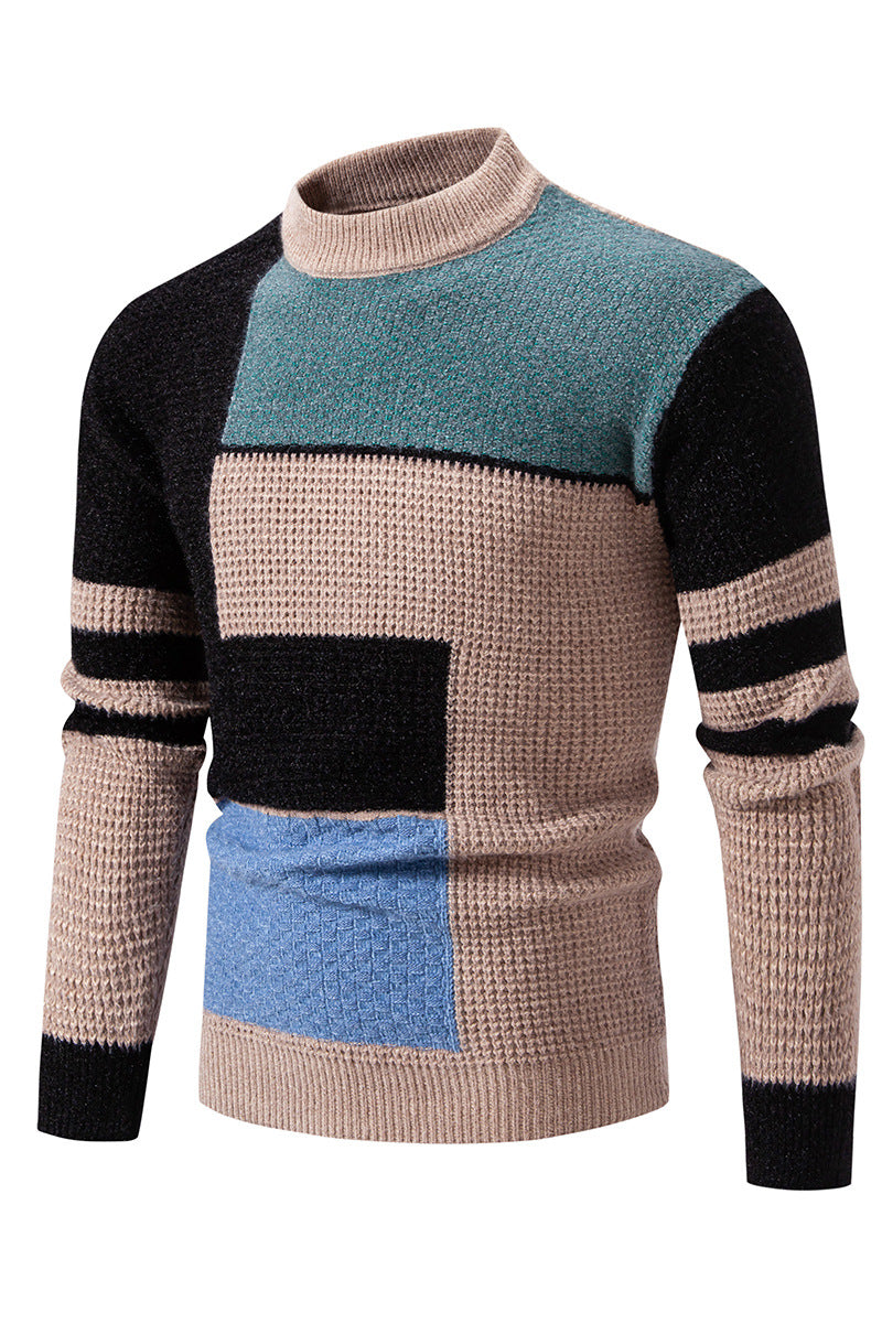 Strukturierter Herren Pullover Modern Farbblock Design