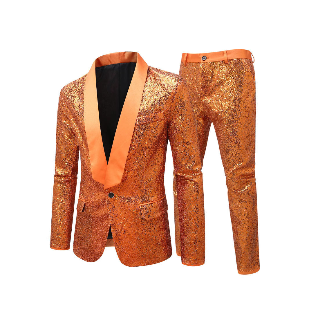 Herren Paillettenanzug Satin-Revers ElegantParty