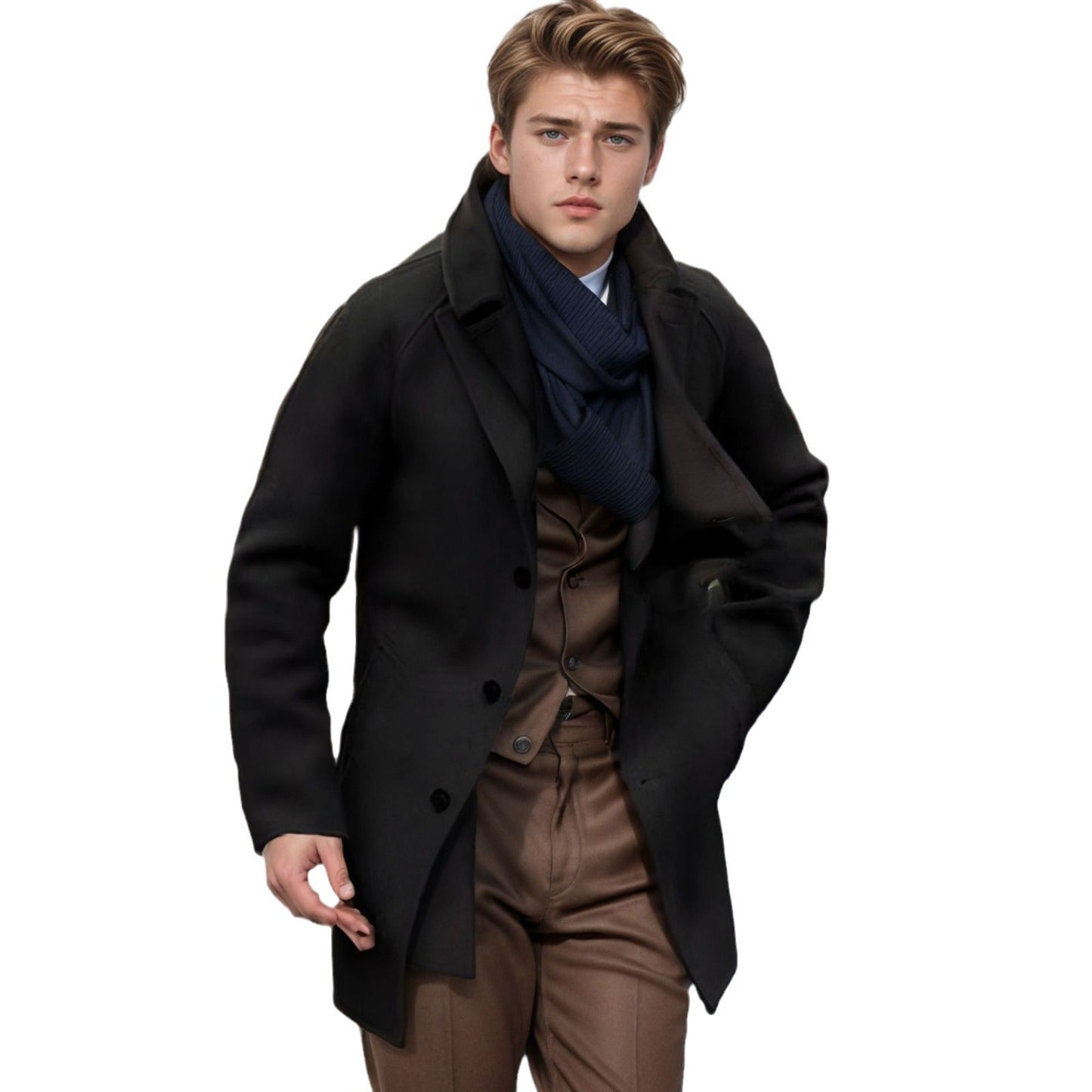 Die Antwort ist: Herren lässiger Dufflecoat mit schickem Stehkragen und praktischen Taschen BerlinGlamour