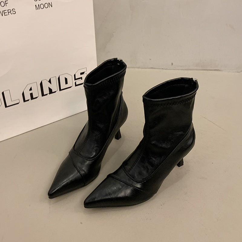 Damen Stiefeletten Spitz Schuhe Hochhackig Elegant