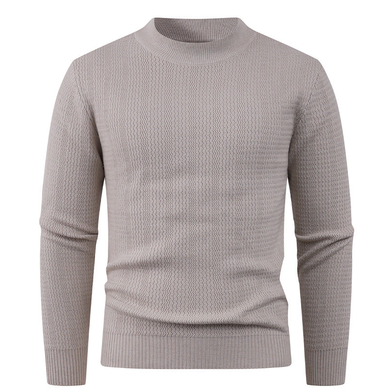 Herren Pullover Struktur Optik Modern Hochkragen