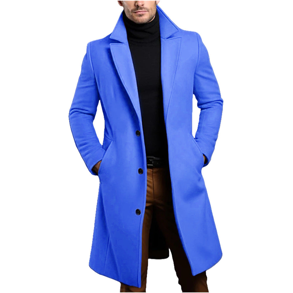Herren Mantel Lang Geschnitten Elegant Schwarz