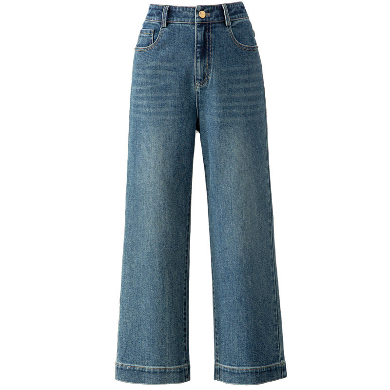 Damen Hose Hochtailliert Weite Bequeme Stoffhose
