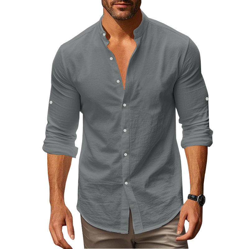 Herren Langarm-Shirt Modern mit Knöpfen