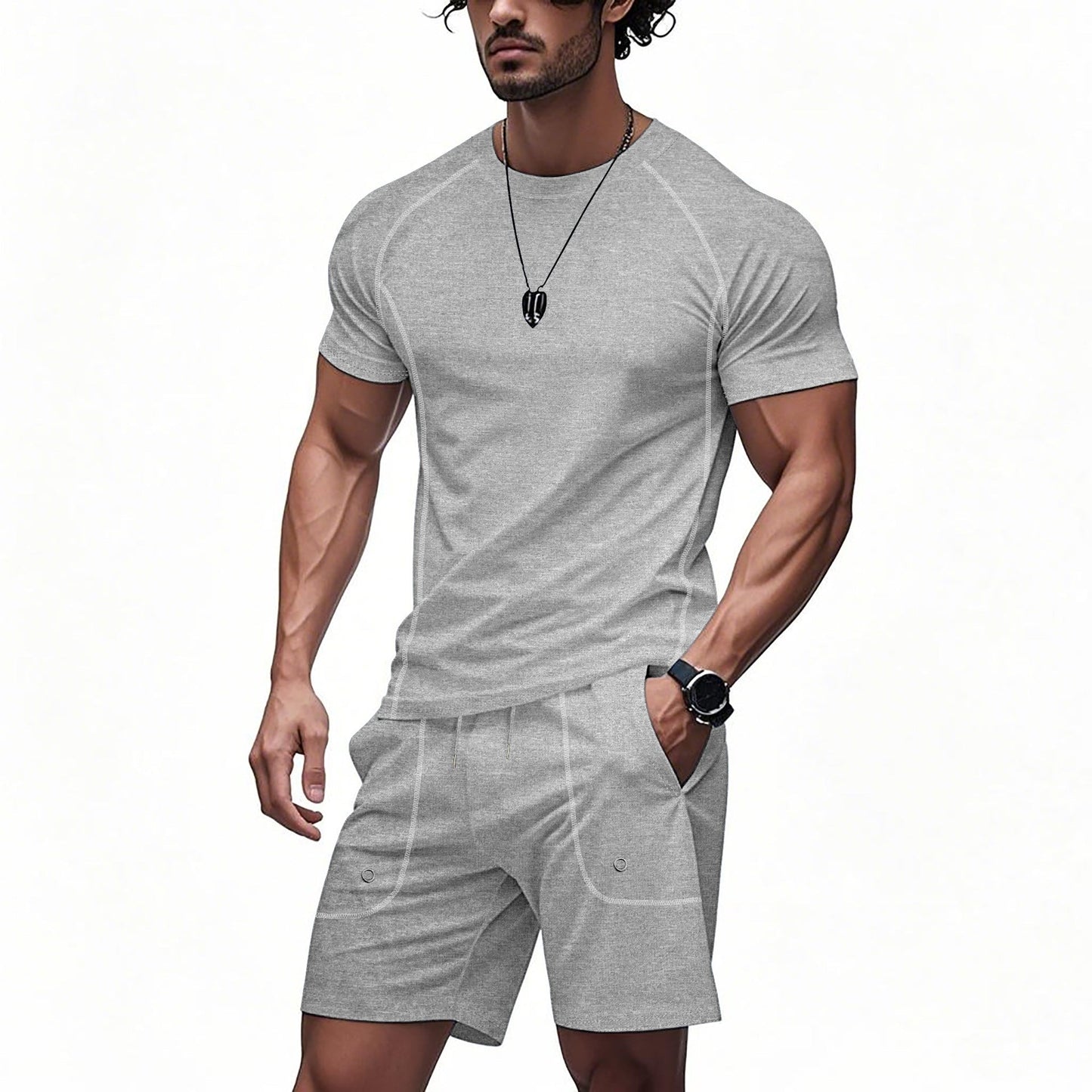 Herren Sport Set Kurzarm T-Shirt und Shorts atmungsaktiv