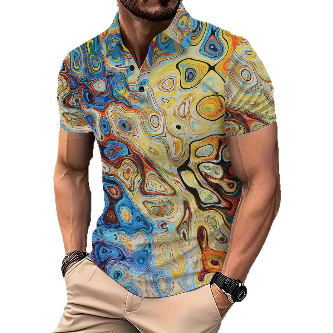 Herren Poloshirt Modernes Swirl Design Slim Fit