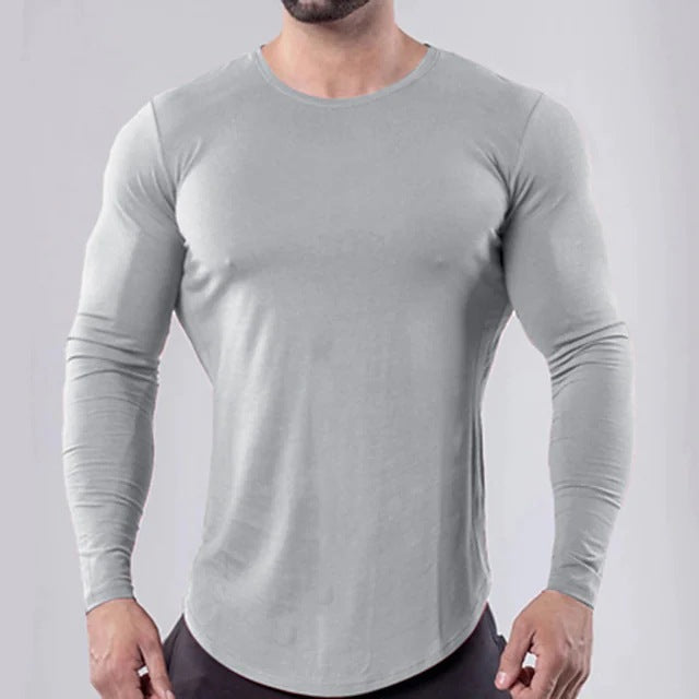 Herren Fitnessshirt Langarm Funktionsshirt Sportlich