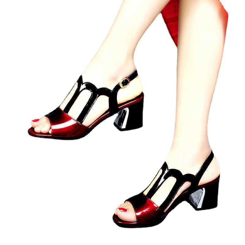 Damen Sandaletten Elegante Blockabsatz Riemchen Design