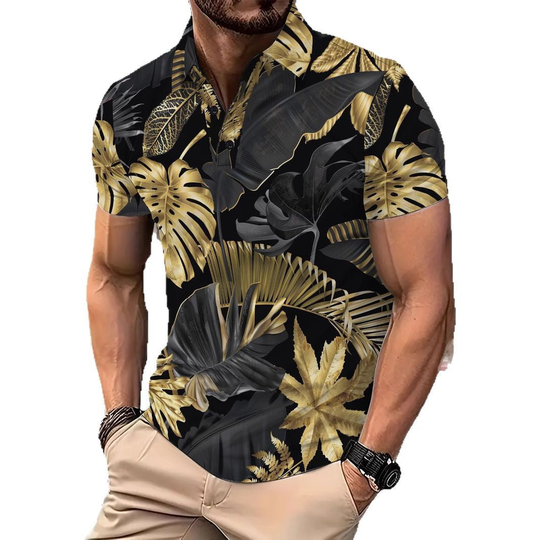 Herren Hemd Kurzarm Blumenmuster Modern Berlin Style