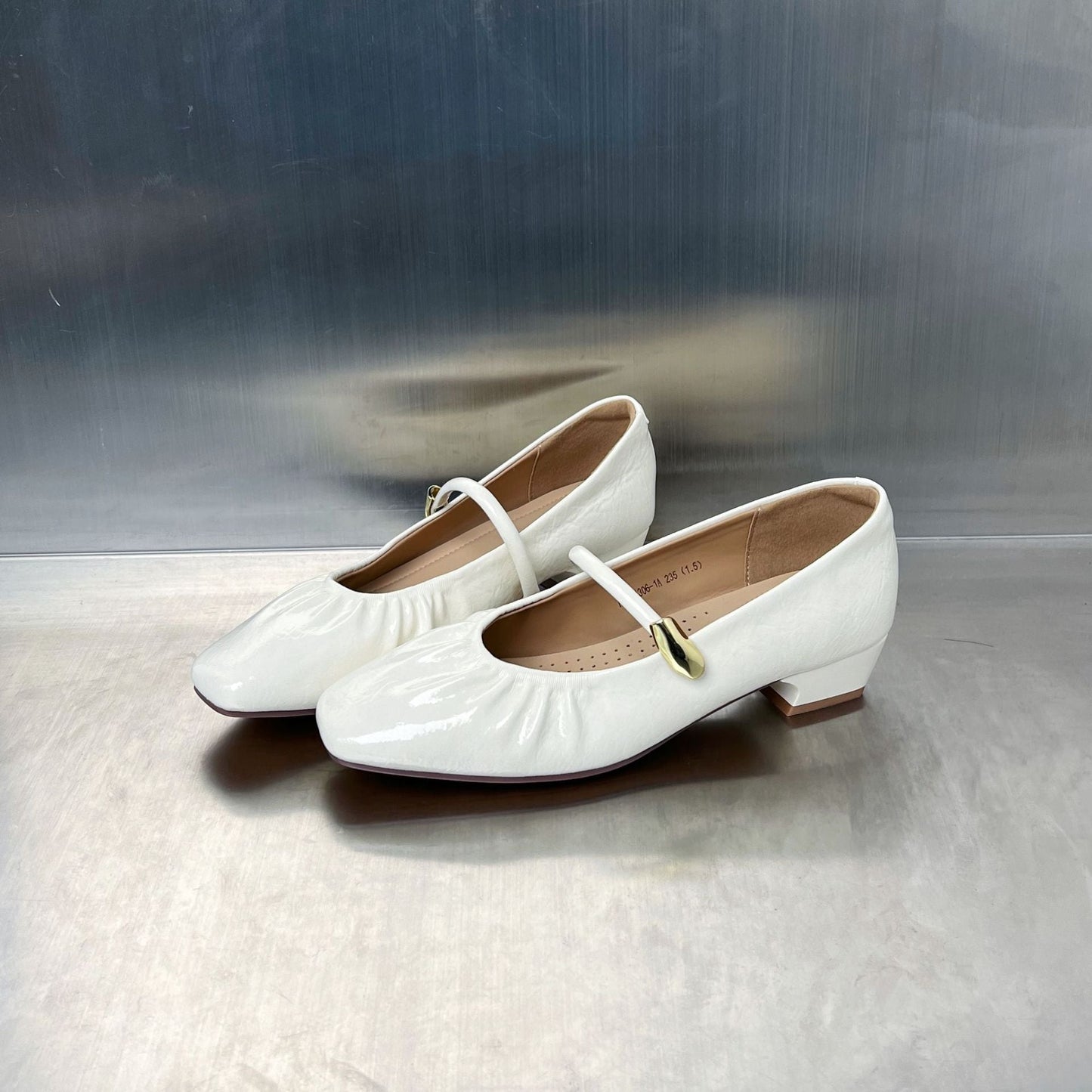 Elegante Damen Ballerinas Schuhe Glanzfinish Metallic