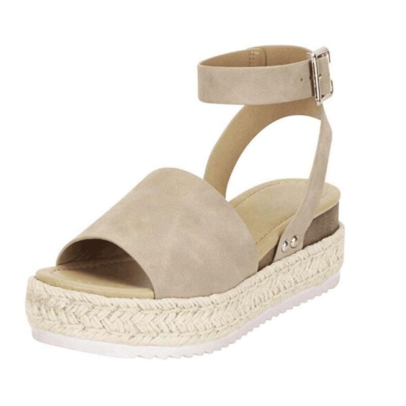 Damen Sandaletten Plateau Keilabsatz Knöchelriemen Schuhe