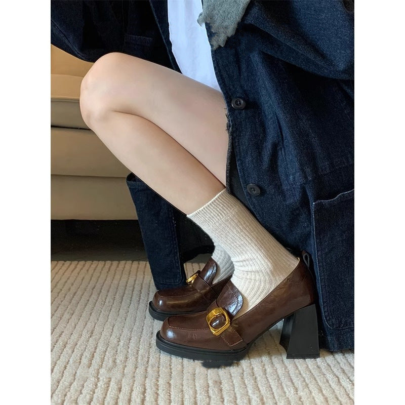 Damen Plateaupumps Hoch Hacken Schick Schnalle