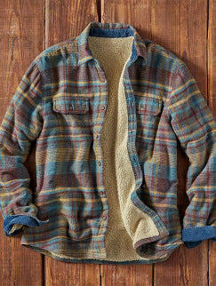 Herren Flanelljacke Fleecegefüttert Karomuster Warm