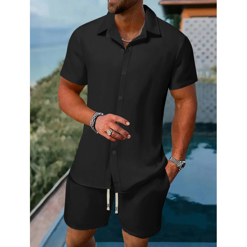 Herren Sommer Set Kurzarmhemd Shorts Relaxed Fit