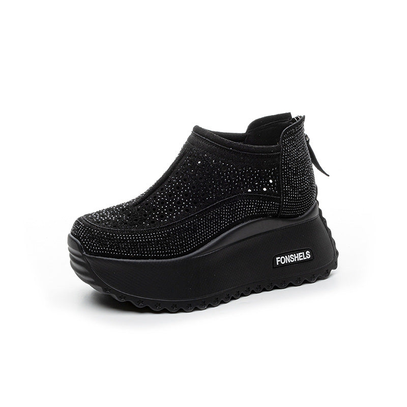 Damen Plateau Sneaker Atmungsaktiv Komfortabel Mode