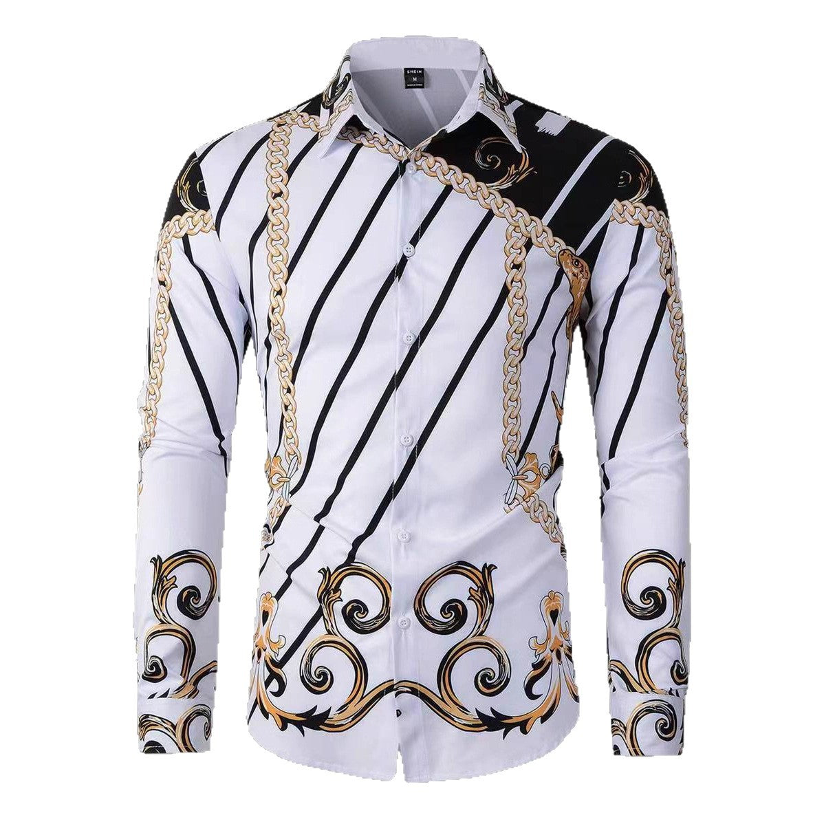 Herren Langarmhemd Modern mit Auffälligem Druck Berlin Style