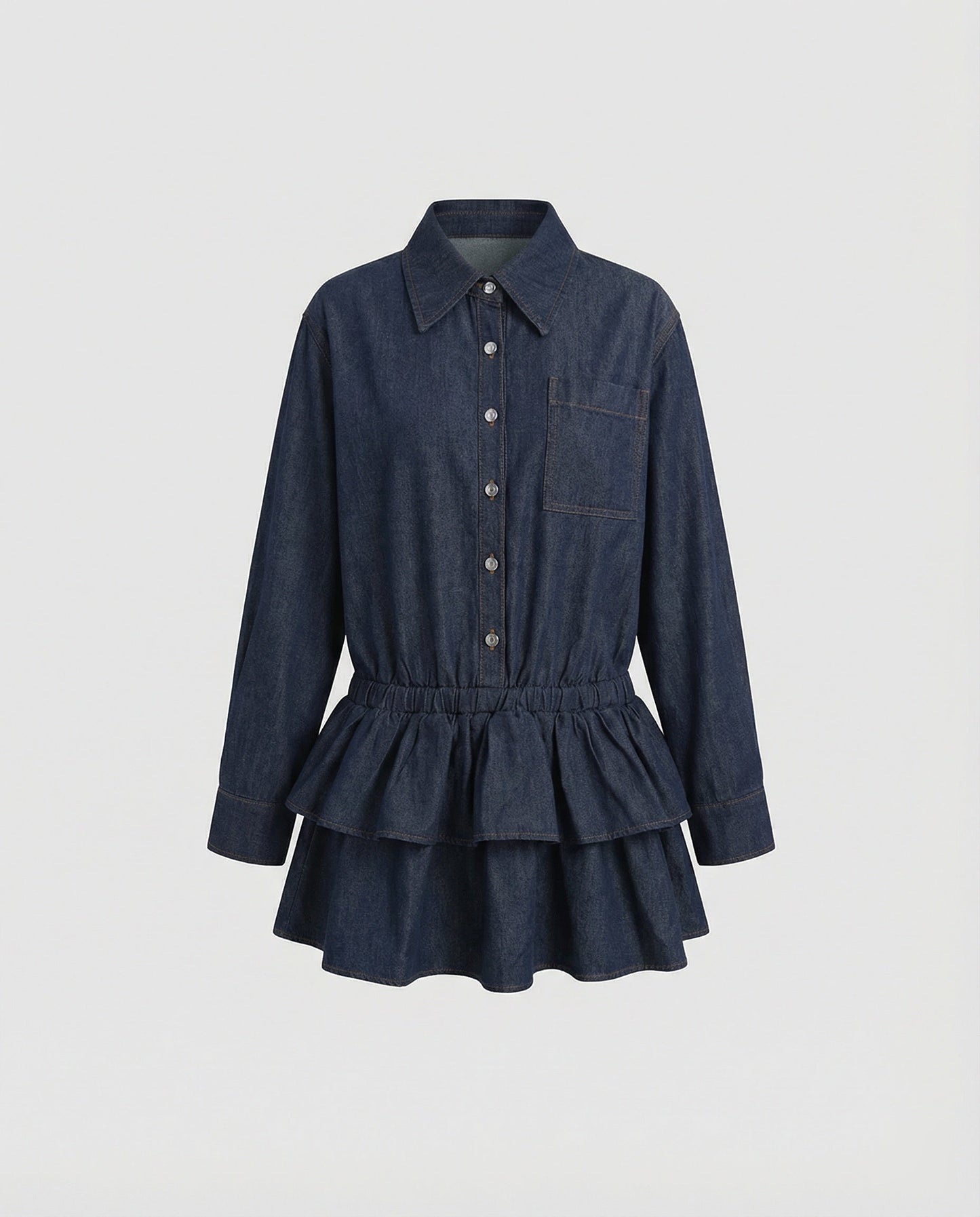 Retro Minirock Hemdkleid Denim mit Rüschen