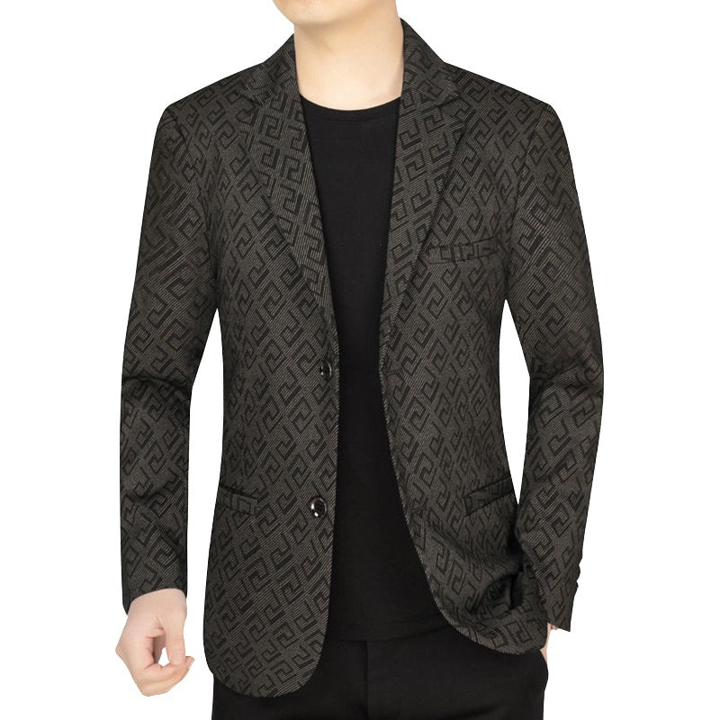 Elegante Herren Blazer Jacke Mit Geometrischem Muster