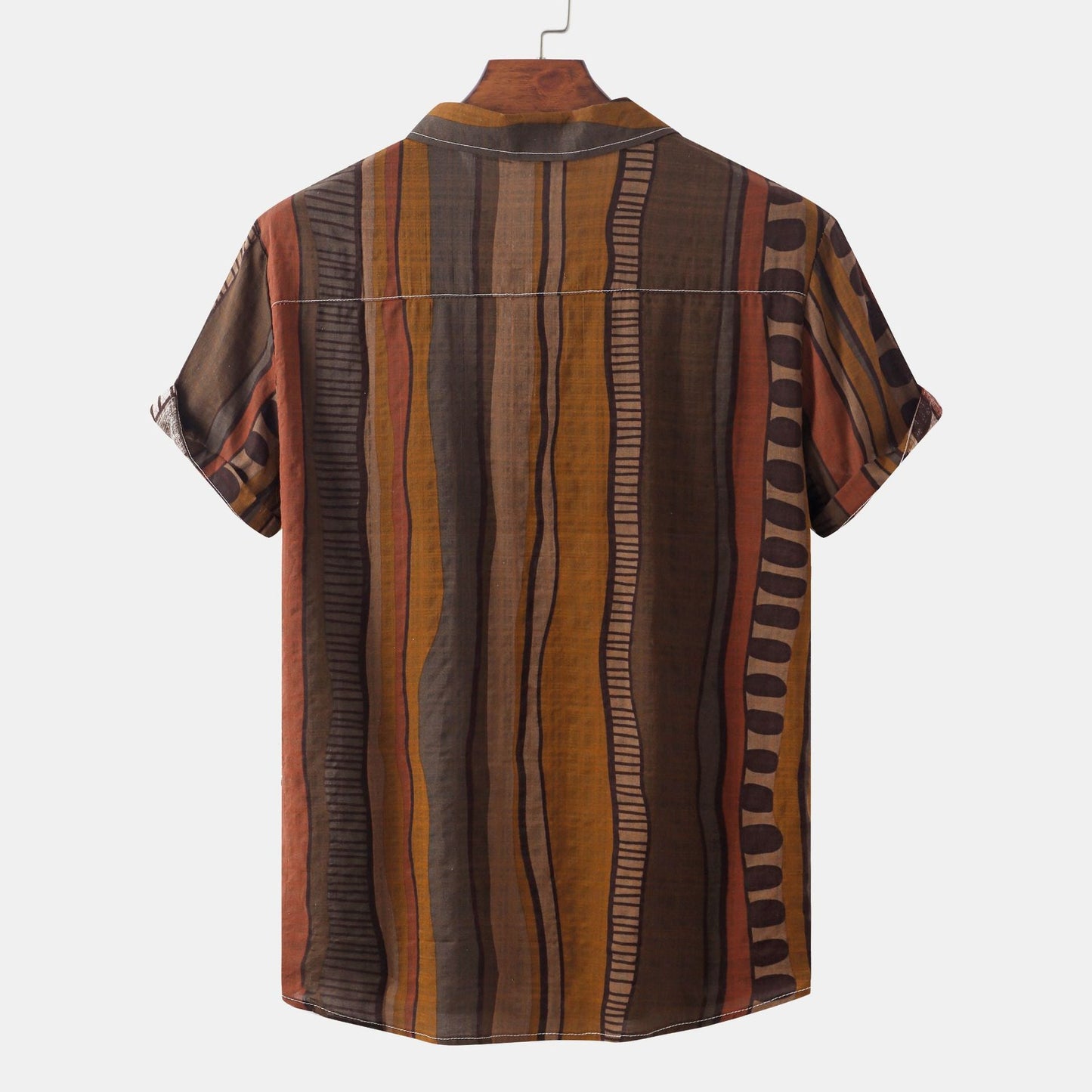 Herren Kurzarmhemd Relaxed Fit Ethnisches Muster