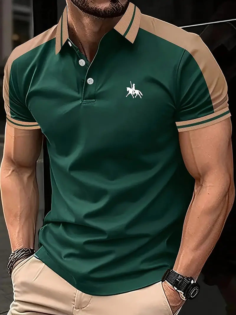 Herren Polo Shirt Kontrastkragen Sportlich Modern