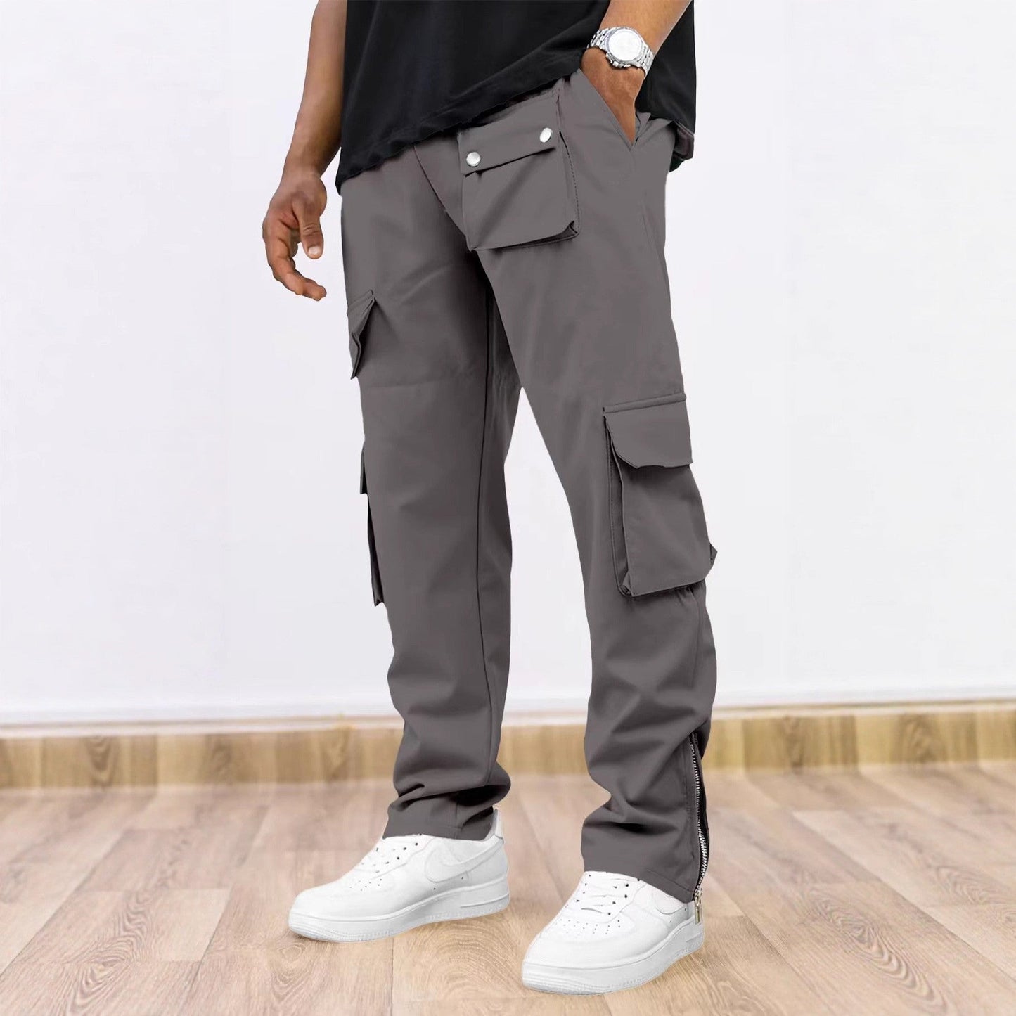 Herren Cargo-Hose Praktisch Reißverschluss Taschen Modern