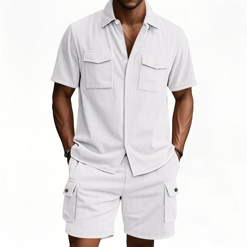 Herren Shorts-Set mit lässigem Freizeithemd und praktischen Taschen