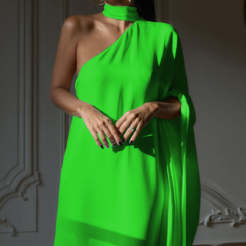Elegantes Damen Abendkleid One Shoulder Fließend Schick