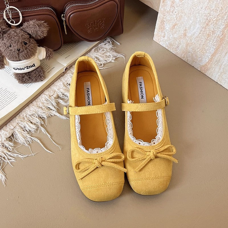 Damen Ballerinas mit verstellbarem Riemen Spitzenbesatz Elegant