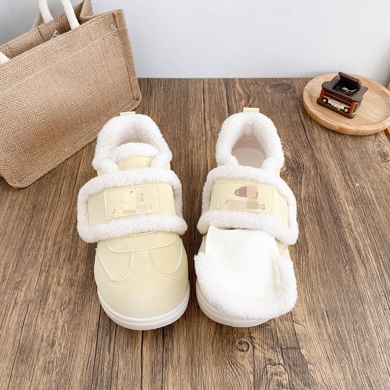 Damen Sneaker Warm Flauschig Klettverschluss Winter