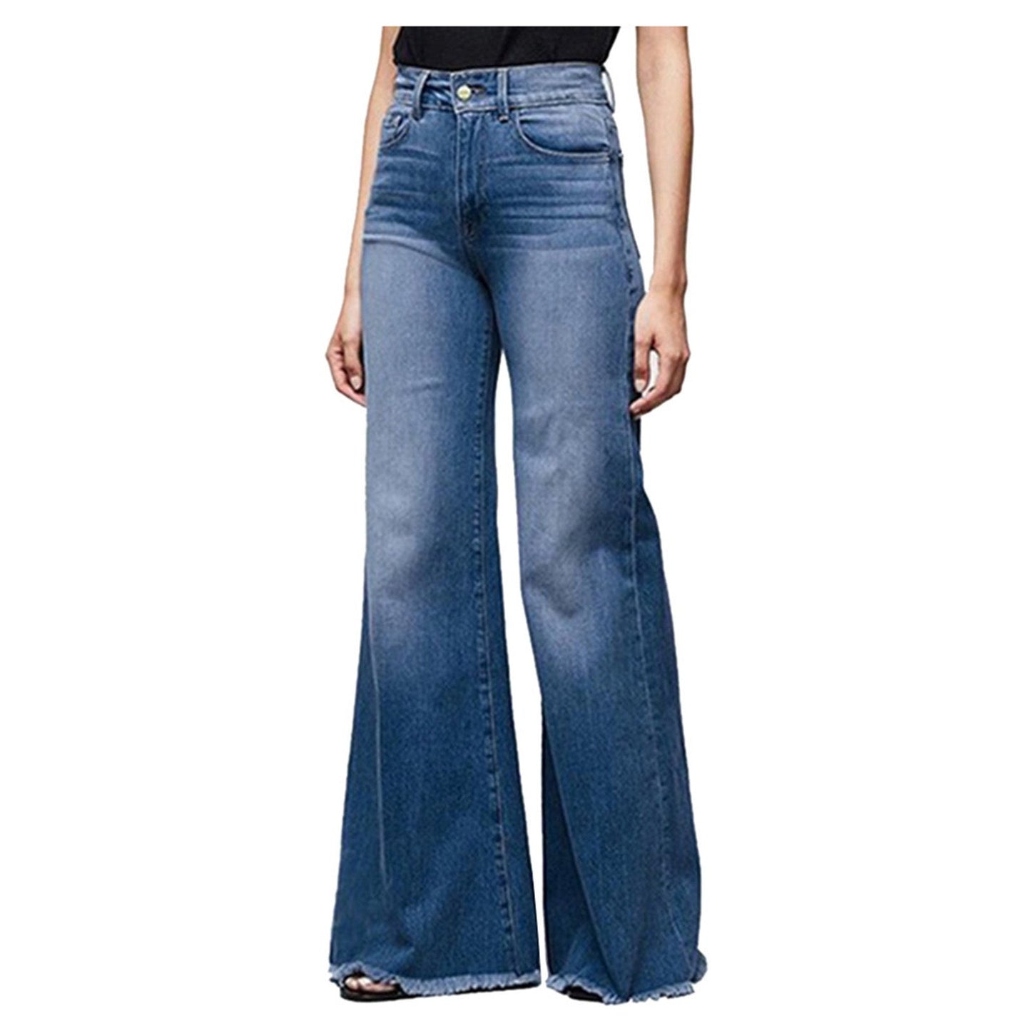 Weite Damen Jeans Schlagjeans Fransen Saum