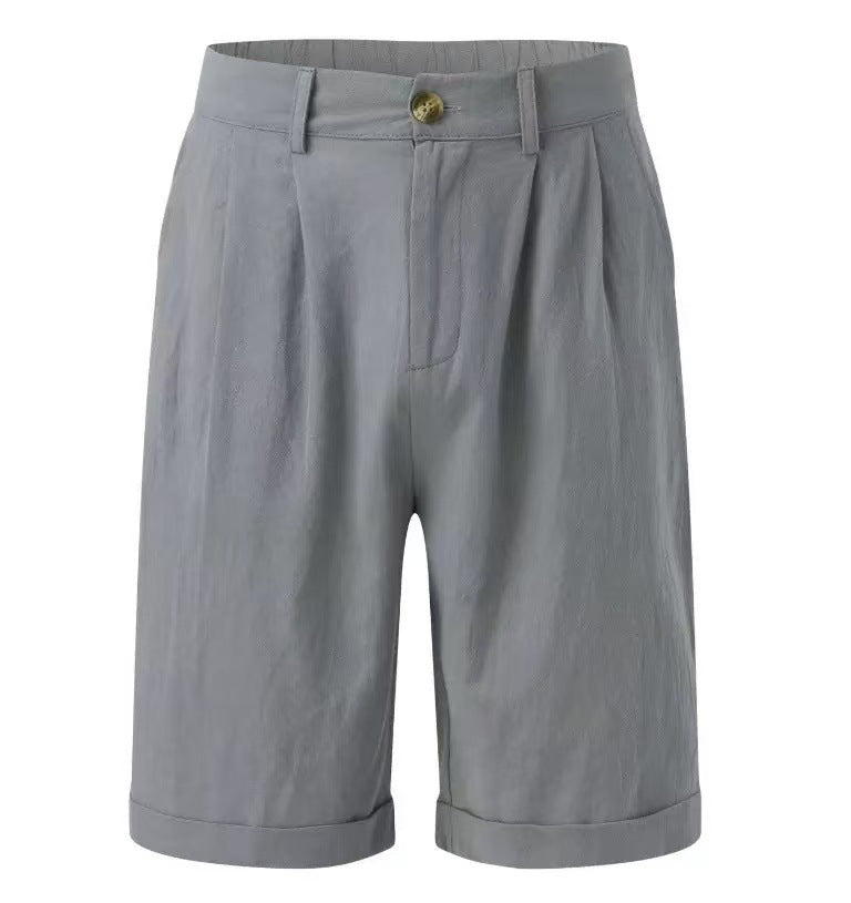 Herren Shorts Leinen Atmungsaktiv Mit Taschen Sommer