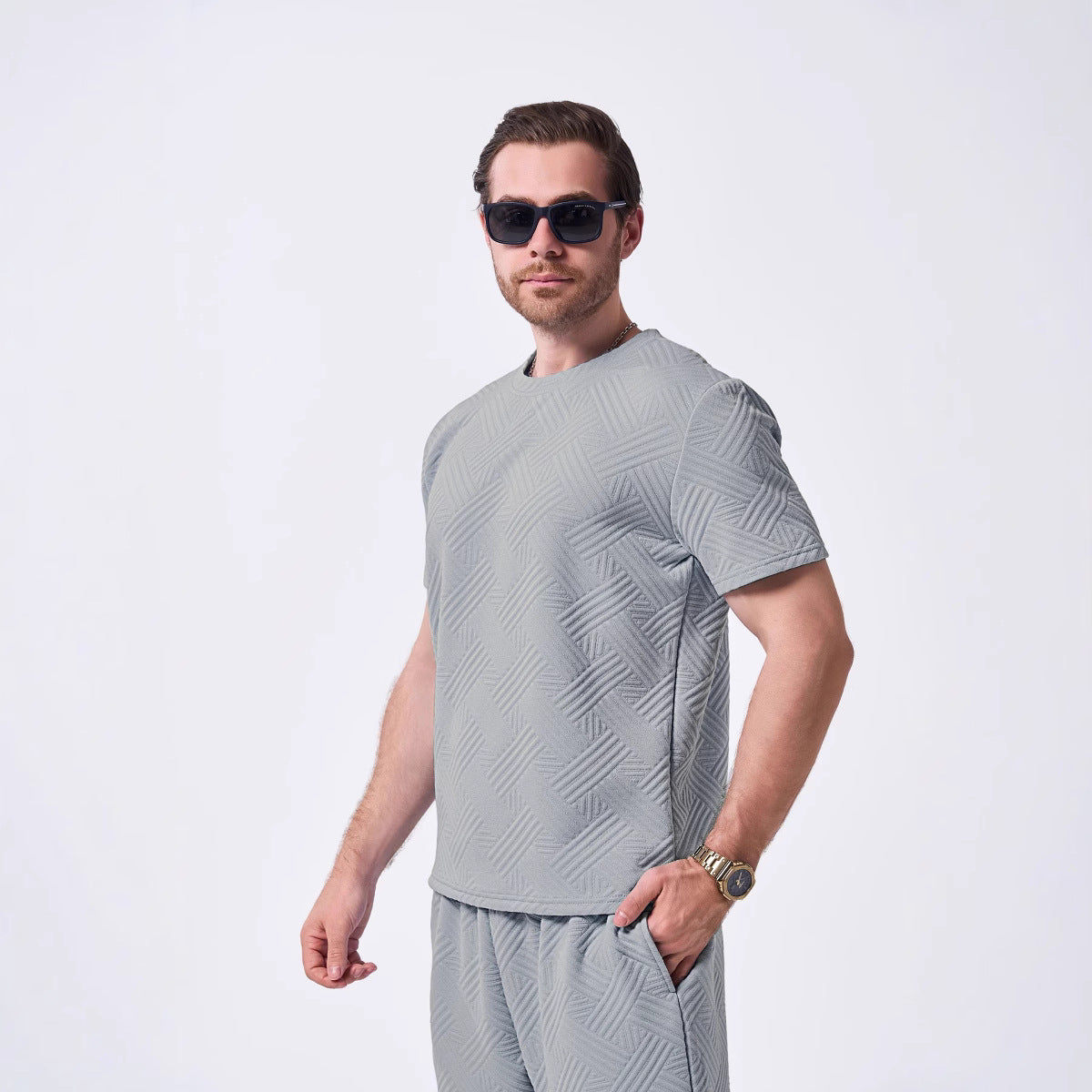 Herren T-Shirt Premium Modern Strukturiert Hochwertig