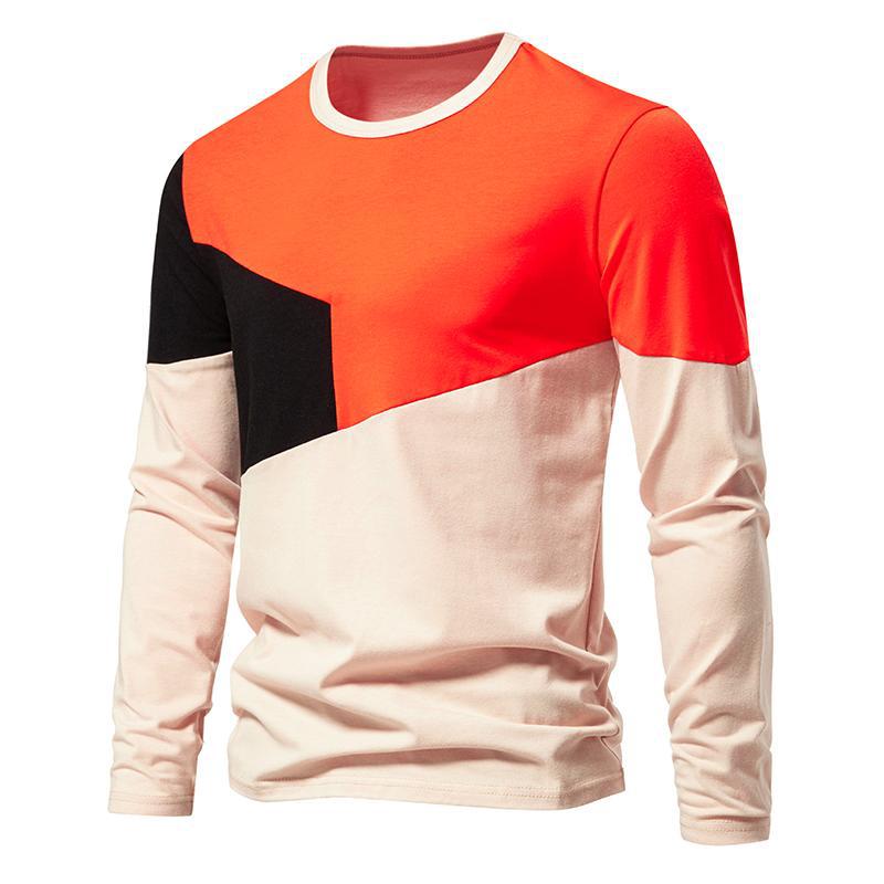 Herren T-Shirt Langarm Farbblock Design Modern