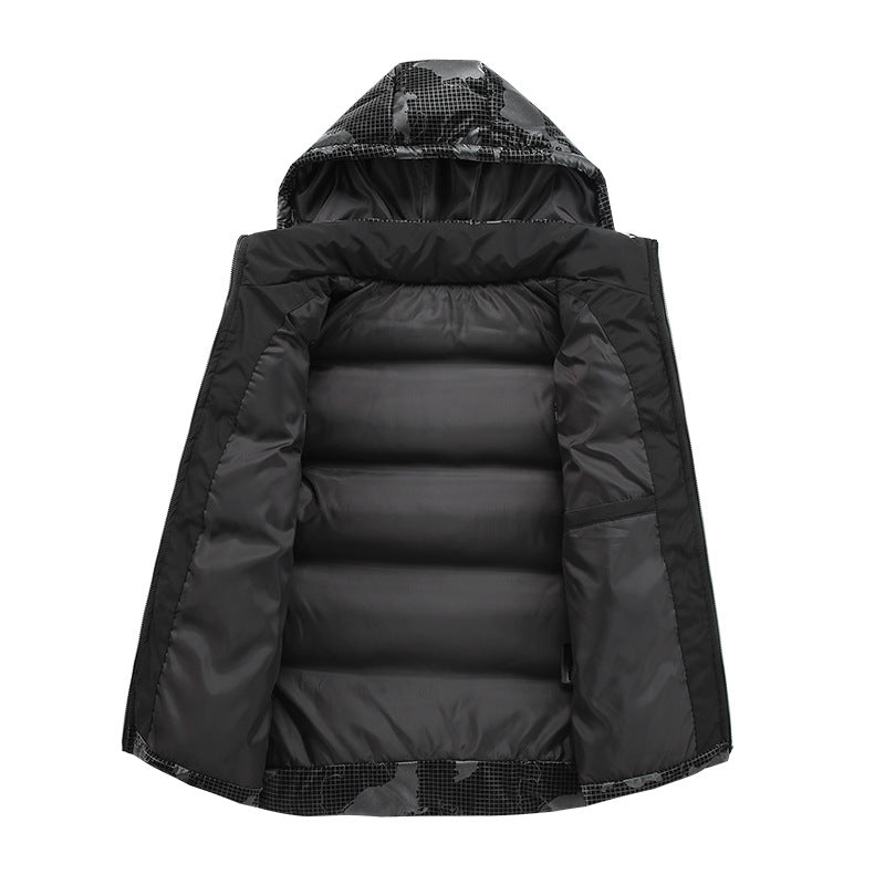 Herren Steppweste Warm Verstellbare Kapuze Urban Style