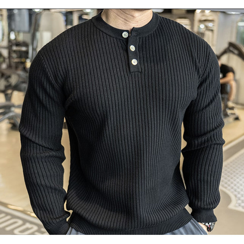 Herren Pullover Langarm mit Strickmuster Modern